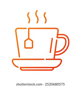 Té, taza de té, bebida caliente, bolsita de té, taza, bebida, taza, vidrio, hierba, saludable. Ilustración de icono de Vector