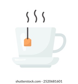 Té, taza de té, bebida caliente, bolsita de té, taza, bebida, taza, vidrio, hierba, saludable. Ilustración de icono de Vector