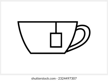 Tea cup icon. Hot food drink symbol. Doodle tea clipart. Vector stock illustration EPS 10