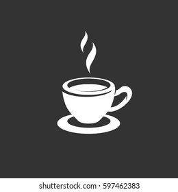 Tea cup icon illustration isolated on black background. Tea cup vector logo. Flat design style. Modern vector pictogram, sign, symbol for web graphics - stock vector
