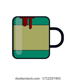 tea Cup icon isolated on white background. Set elements in colored icons. Flat design. Vector Illustration

