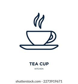 tea cup icon from kitchen collection. Thin linear tea cup, tea, drink outline icon isolated on white background. Line vector tea cup sign, symbol for web and mobile