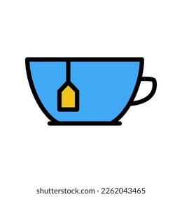 Tea cup icon line isolated on white background. Black flat thin icon on modern outline style. Linear symbol and editable stroke. Simple and pixel perfect stroke vector illustration