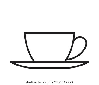 Tea cup icon. Linear illustration of minimalist cup for tea, coffee, hot drink. Editable stroke