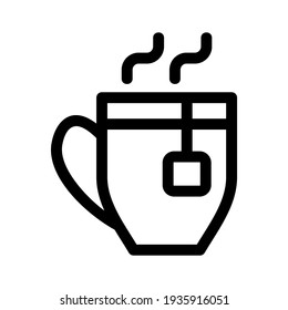 icono de taza de té o logotipo símbolo de signo aislado ilustración vectorial - iconos vectoriales de estilo negro de alta calidad
