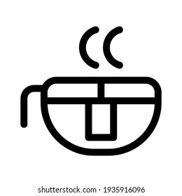 icono de taza de té o logotipo símbolo de signo aislado ilustración vectorial - iconos vectoriales de estilo negro de alta calidad
