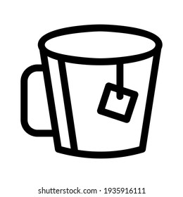 icono de taza de té o logotipo símbolo de signo aislado ilustración vectorial - iconos vectoriales de estilo negro de alta calidad
