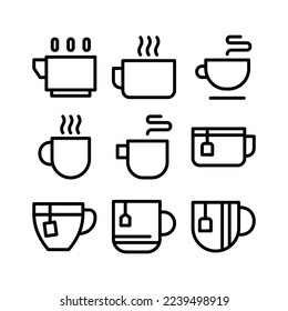 icono de taza de té o logotipo símbolo de signo aislado ilustración vectorial - Colección de iconos vectoriales de estilo negro de alta calidad
