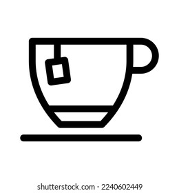 icono de taza de té o logotipo símbolo de signo aislado ilustración vectorial - iconos vectoriales de estilo negro de alta calidad
