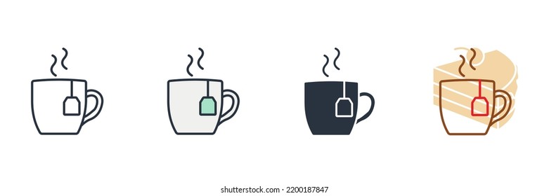 tea cup icon logo vector illustration. cup with tea bag symbol template for graphic and web design collection