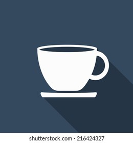 icono de taza de té con sombra larga