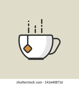 Tea cup icon. New trendy tea cup vector illustration. New trend line art illustration.