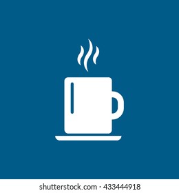 Tea Cup Icon On Blue Background