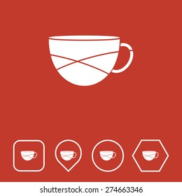 Tea Cup Icon on Flat UI Colors with Different Shapes. Eps-10.