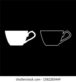Tea cup icon outline set white color vector illustration flat style image