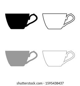Tea cup icon outline set black grey color vector illustration flat style image
