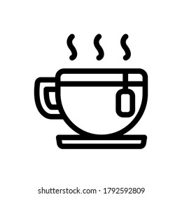Tea Cup icon outline vector. isolated on white background