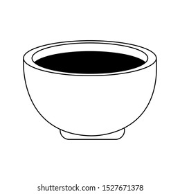 tea cup icon over white background, black and white design. vector illustration