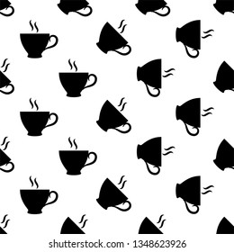 Tea Cup Icon Seamless Pattern, Coffee Cup Icon Vector Art Illustration