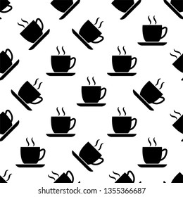 Tea Cup Icon Seamless Pattern, Coffee Cup Icon Vector Art Illustration
