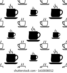 Tea Cup Icon Seamless Pattern, Coffee Cup Icon Vector Art Illustration