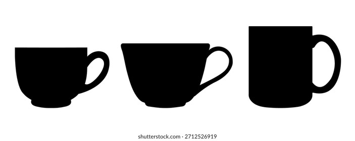 Conjunto de iconos de taza de té. Tazas de colección de té. Icono de bebida caliente. 