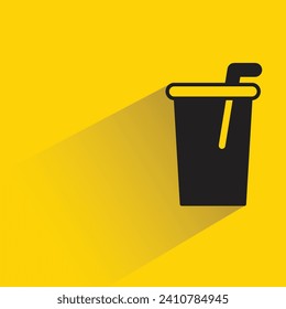 tea cup icon with shadow on yellow background