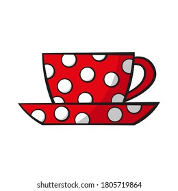 Icono de taza de té. Vista lateral. Silueta de color. Ilustración gráfica plana vectorial a mano. Objeto aislado sobre un fondo blanco. Aislar.