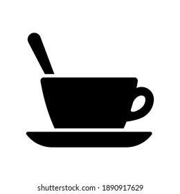 Tea cup icon. Side view. Black silhouette. Vector flat graphic illustration. The isolated object on a white background. Isolate.