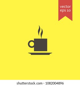 tea cup. tea cup icon. sign design. yellow background.