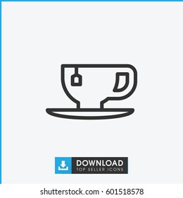 tea cup icon. simple outline tea cup vector icon. on white background.