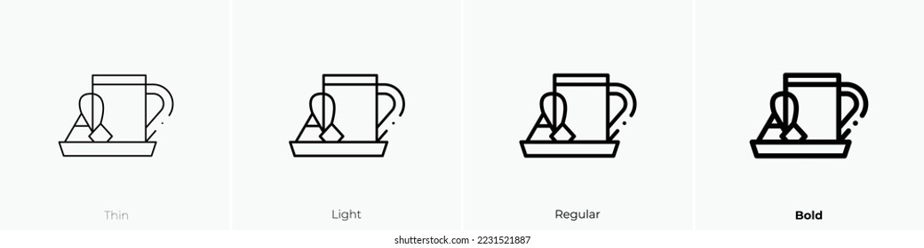 tea cup icon. Thin, Light Regular And Bold style design isolated on white background