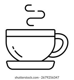 Estilo de linha de ilustração vetorial do ícone da xícara de chá