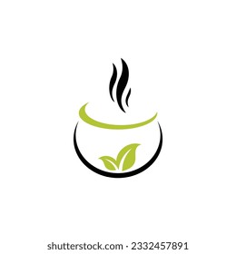 Tea cup icons, hot drink. Simple line vector illustration as logotype or emblem.