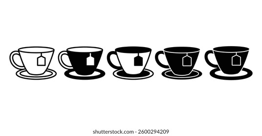 Tea Cup Icons Set Illustration Vector Design Black White Color