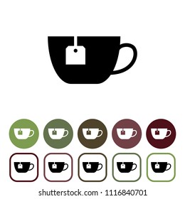 Tea cup icons set. Vector illustration.