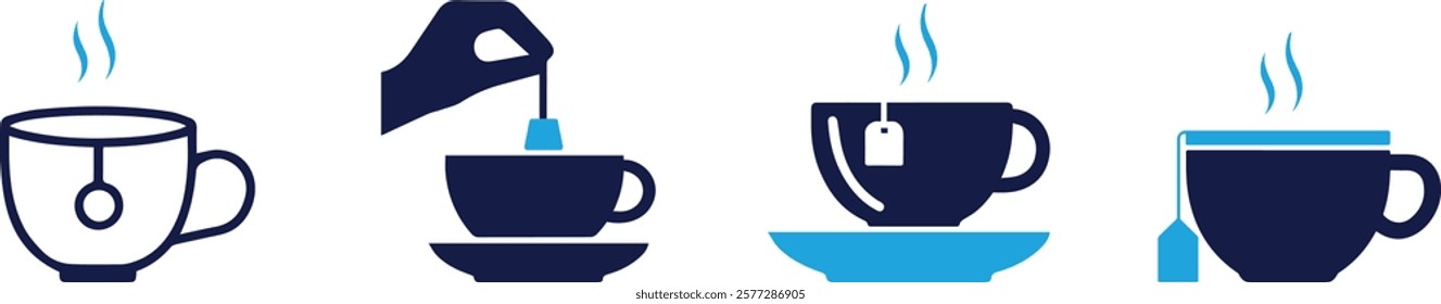 Tea cup tea icons set You can easily change the color