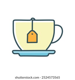 Tea cup illustration. Tea in a cup with a tea bag. Enjoy a warm beverage and relax.