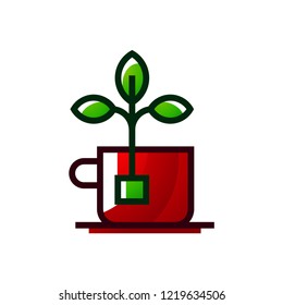 Tea cup illustration logo template colorful icon design