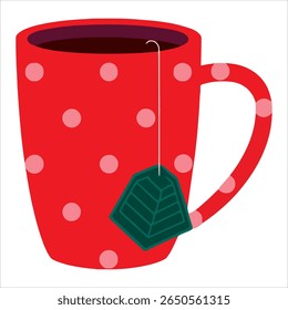 Tea cup illustration vector, ideal for hygge lifestyle and winter drink concepts.