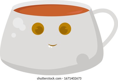Tee in Tasse, Illustration, Vektorillustration auf weißem Hintergrund.