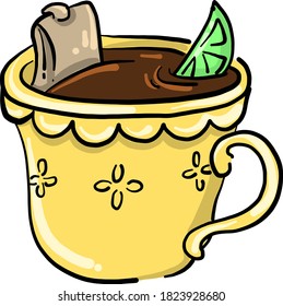 Té en taza, ilustración, vector sobre fondo blanco