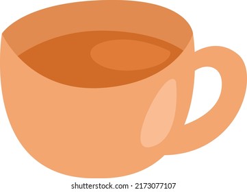 Tea cup, illustration, vector on a white background.