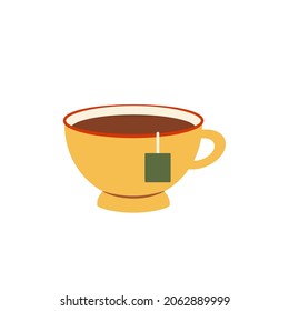 Tea cup illustration. Vector illustration for stickers, stationery, decoration.