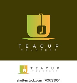 tea cup initial Letter J Logo design