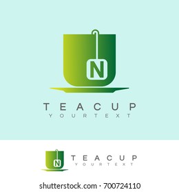 tea cup initial Letter N Logo design