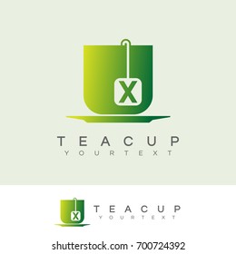 tea cup initial Letter X Logo design