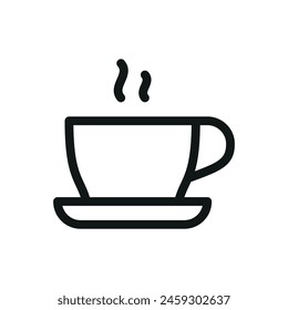 Icono aislado de taza de té, símbolo de Vector de taza de café con trazo editable