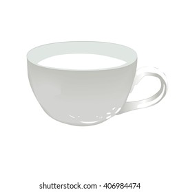 Tea cup isolated on white background, vector illustration. Flat design mug.