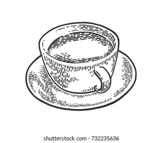 Tea cup isolated on white background, hand-drawing. Vector vintage engraved illustration